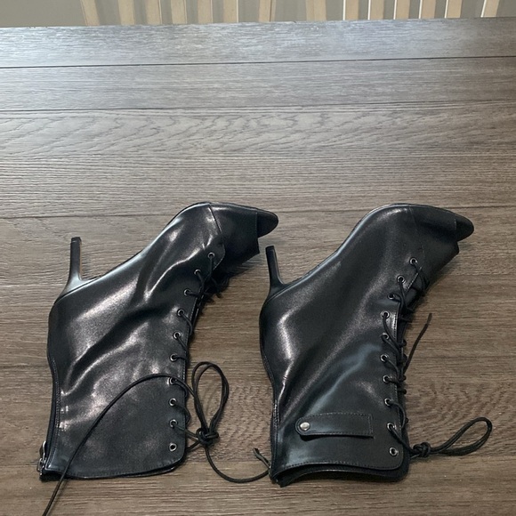 NWT BURJU Moment Open Toe Lace Up Tongue Ankle Boots | Black | Size 13 - Picture 3 of 10